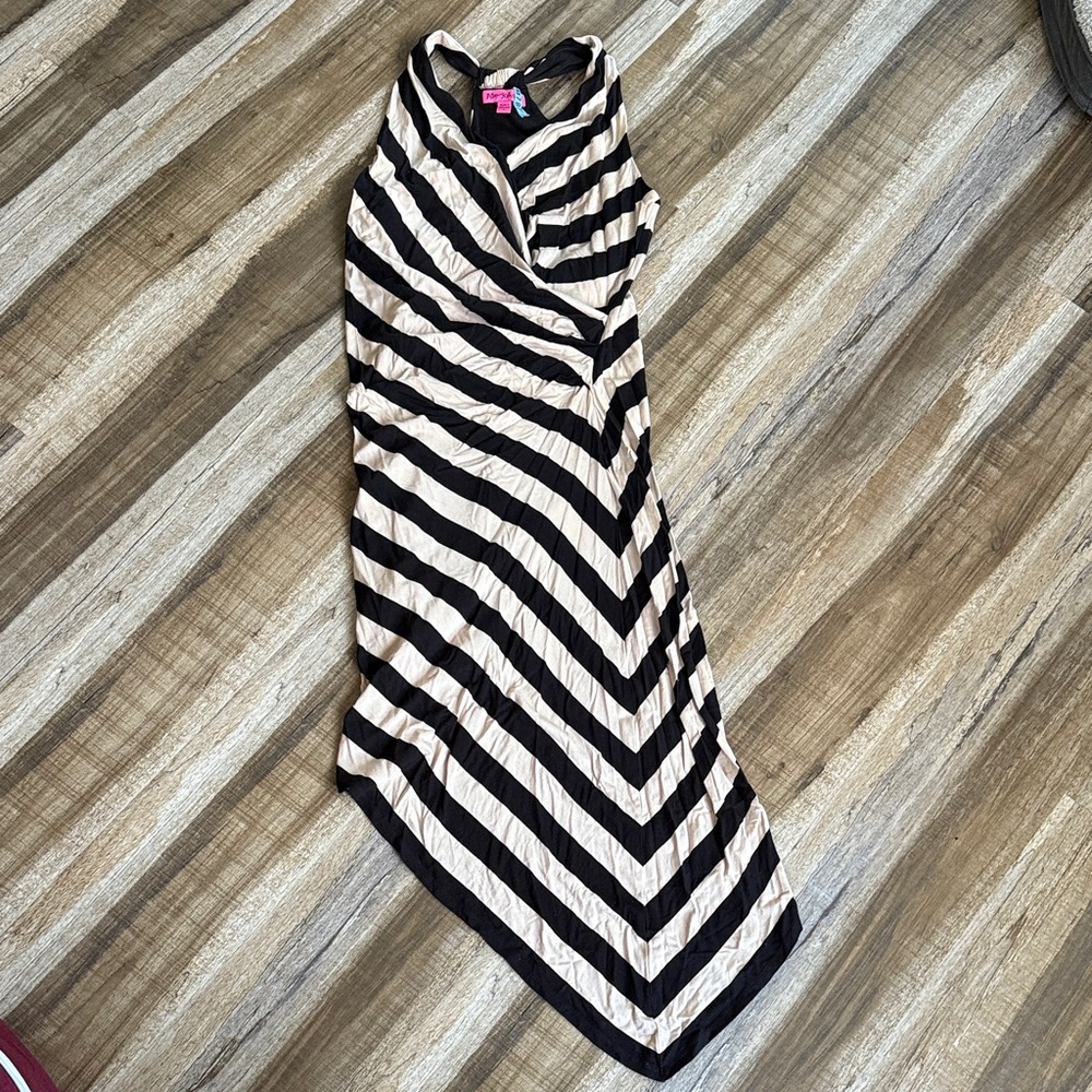 Betsey Johnson Asymmetrical Black and Cream Dress